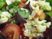 Ensalada bacalao, tomate cecina