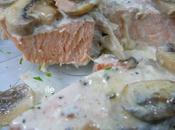 Salmon rosado crema champiñons