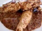 Solomillos pollo salsa morcilla