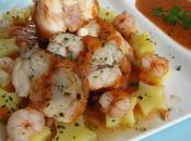 Rape alangostado relleno salsa gambas