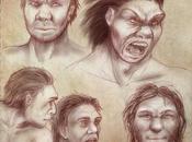Bocetos rostros neandertales para portada.