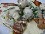 Churrasquitos cerdo crema champiñons verdeo