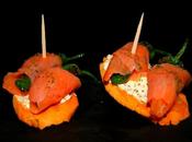 Pintxo Queso Kiri, Salmon ahumado Pimientos padron