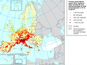 Mapa niveles octohorarios Ozono aire ambiente (Europa, 2011)
