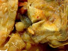 Alcachofas garbanzos bacalao