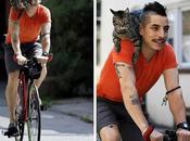 ciclista gata, inseparables incluso bicicleta. fotos Gifs
