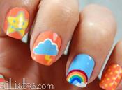 Uñas decoradas arcoiris, nube estrellas Osos Amorosos