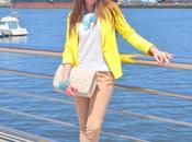 Yellow blazer capri pants