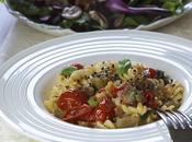 Pasta salsa berenjenas cherries