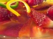 Frutas frescas gelatina vino blanco espumoso