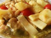 Potaje alubias,tallos bambú patata