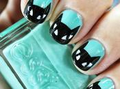 Uñas decoradas gato negro verde menta #ManisdeHalloween