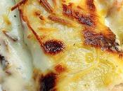 Canelones pollo paté bechamel queso azul