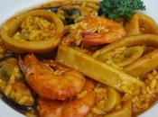 Arroz caldoso calamares olla