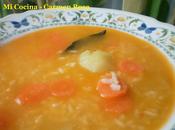 Sopa pescado malagueña patatas, arroz zanahoria
