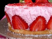 Tarta yogur, nata fresas