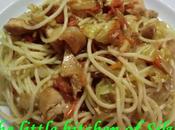 Espaguetis col, pollo zanahoria