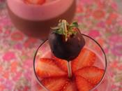 Chocolate strawberry pudding over ginger crust
