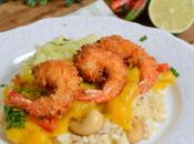 Gambas salsa mango arroz leche coco
