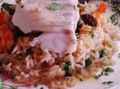 Bacalao risotto gambas vermut rojo