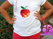 Camiseta decorada lentejuelas: manzana