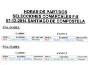 Selecciones comarcales Alevines Santiago Velle: Horarios