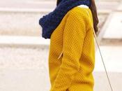 Outfit: Mustard sweater pompom beanie