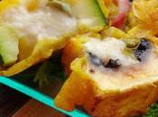 Bocados zucchini champiñones tempura rellenos queso vegano MozzaRisella