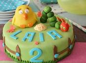 Tarta fondant pollo Pepe pequeña oruga glotona