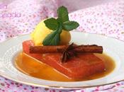 Sandía flambeada salsa naranja sorbete mandarina