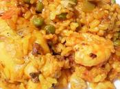 Paella arroz jibias, almejas langostinos