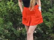 Orange skirt.