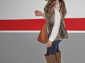 Look chaleco pelo botas altas