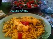 Congrio fideos pimientos asados cualquier epoca