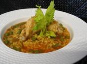 Arroz caldoso pollo alcachofas