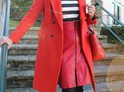 looks falda piel roja rayas