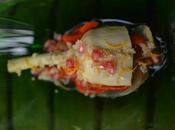 Ensalada conservas alcachofas vegetales asados.