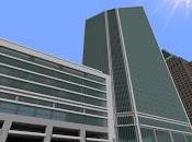 Replica Minecraft rascacielos Duke Energy Center, Charlotte, Carolina Norte, Estados Unidos.