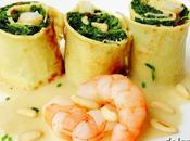 Creps espinacas crema gambas