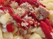 Ensalada templada patatas pimientos asados atun