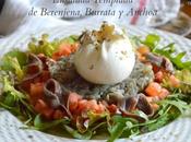 Ensalada templada Berenjena, Burrata Anchoas