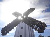 Réplica Minecraft cuatro históricos molinos viento Castilla Mancha, España.