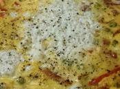 Frittata bacon, guisantes queso cabra