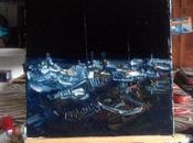 night between ships ".Oil spatula canvas. 2016.18