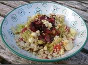 Ensalada bulgur bacon picatostes