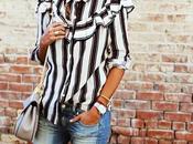 Autumn must; ruffled striped blouse.-