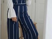 Striped jumpsuit with bell sleeve