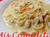 Sopa cremosa pollo pasta