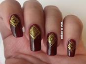 Manicura granate dorado, ideal para Navidad