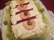 Pastel langostinos salmón ahumado